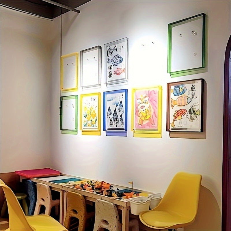 Набор из 2 акриловых рамок для фотографий с многоцветными краями для настенного и настольного размещения