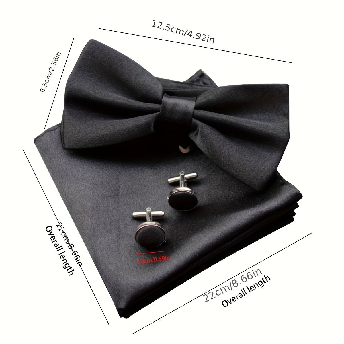 Men's Woven Polyester Bow Tie and Cufflinks Set for Weddings and Formal Events