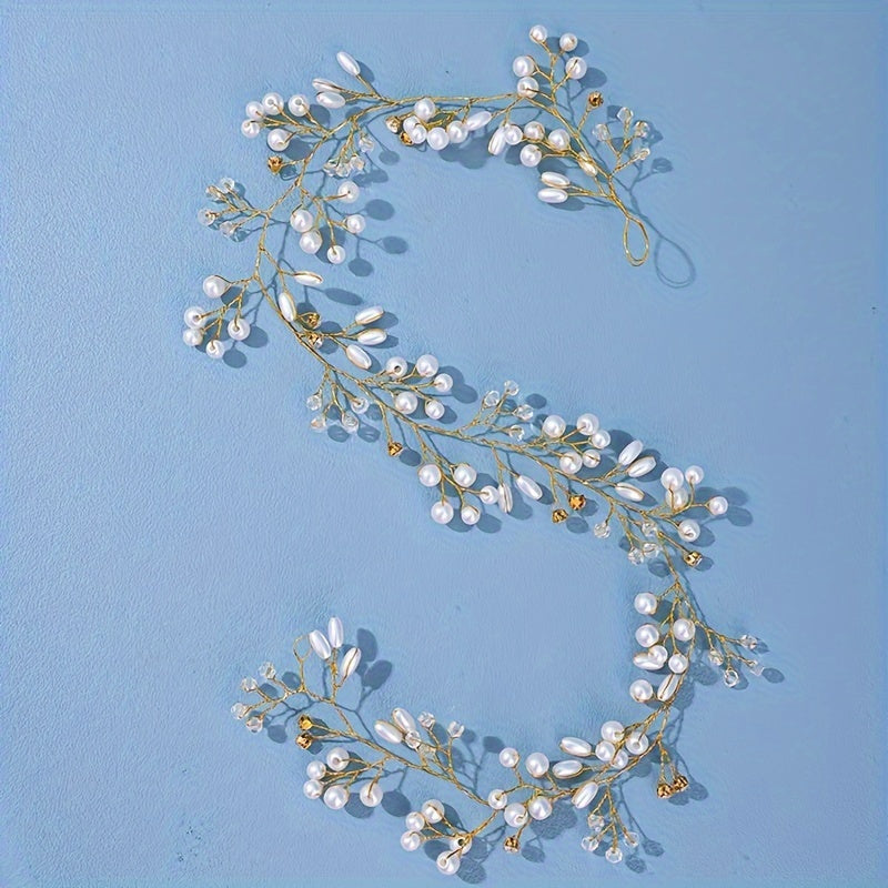 Elegant Fairy-Style Pearl and Braided Hairband for Bridal Wedding Accessories