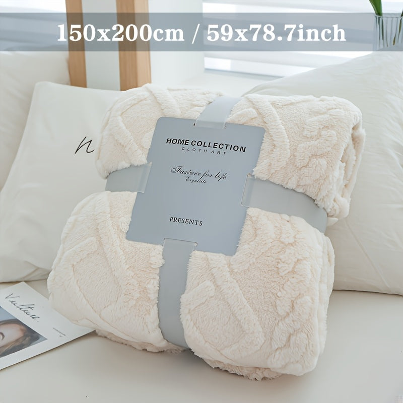 Manta de felpa suave y acogedora con jacquard 3D para sofá y decoración del hogar, ligera, cálida y con textura, para cama