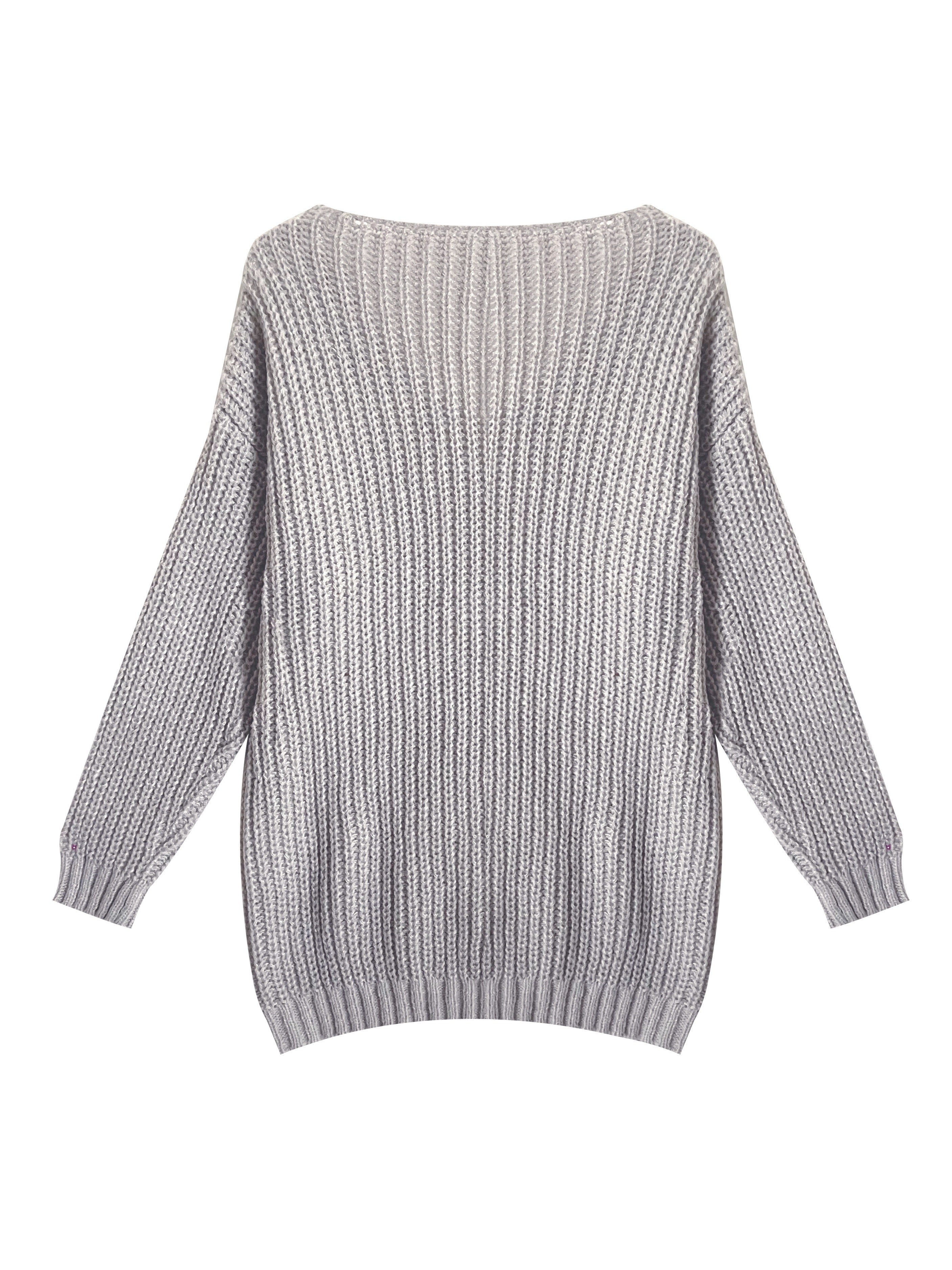 Women's Plus Size V-Neck Sweater Soft Stretchy Solid Color Pullover