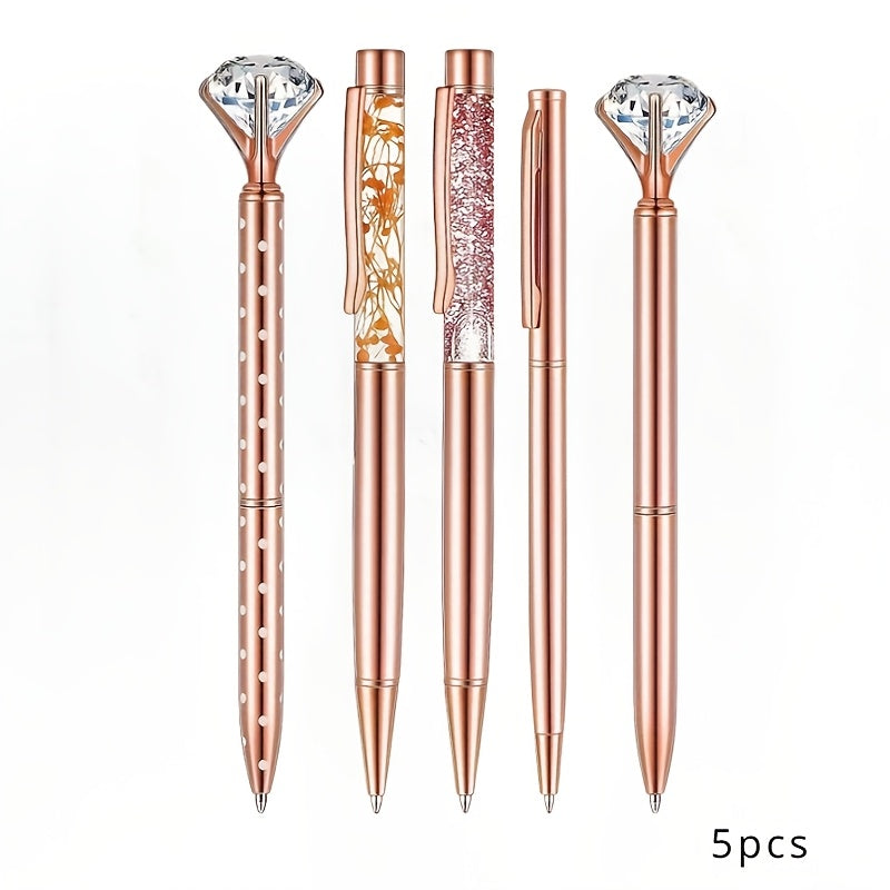 Metal Crystal Diamond Ballpoint Pen Set 3-8 Pieces for Women Journaling Office
