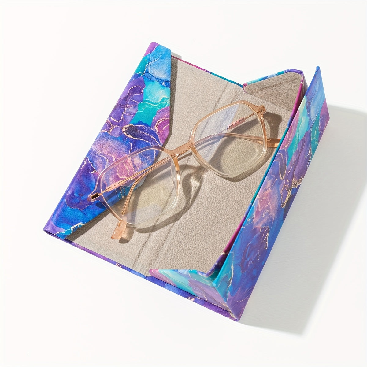 Estuche plegable para gafas de sol con estampado, protector portátil y duradero para gafas