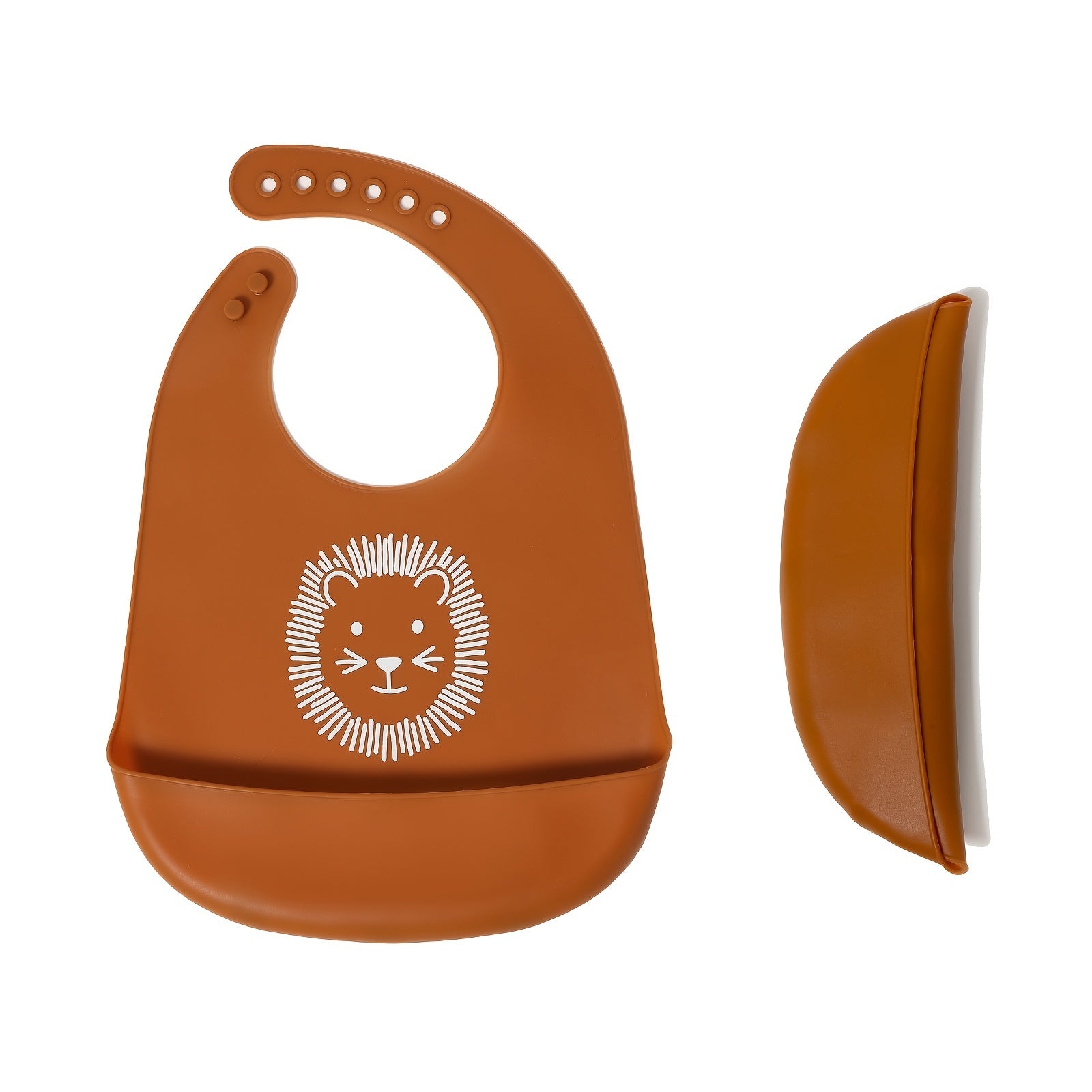 Baby Silicone Bib for Infants Waterproof Lion Print Durable Food Catcher