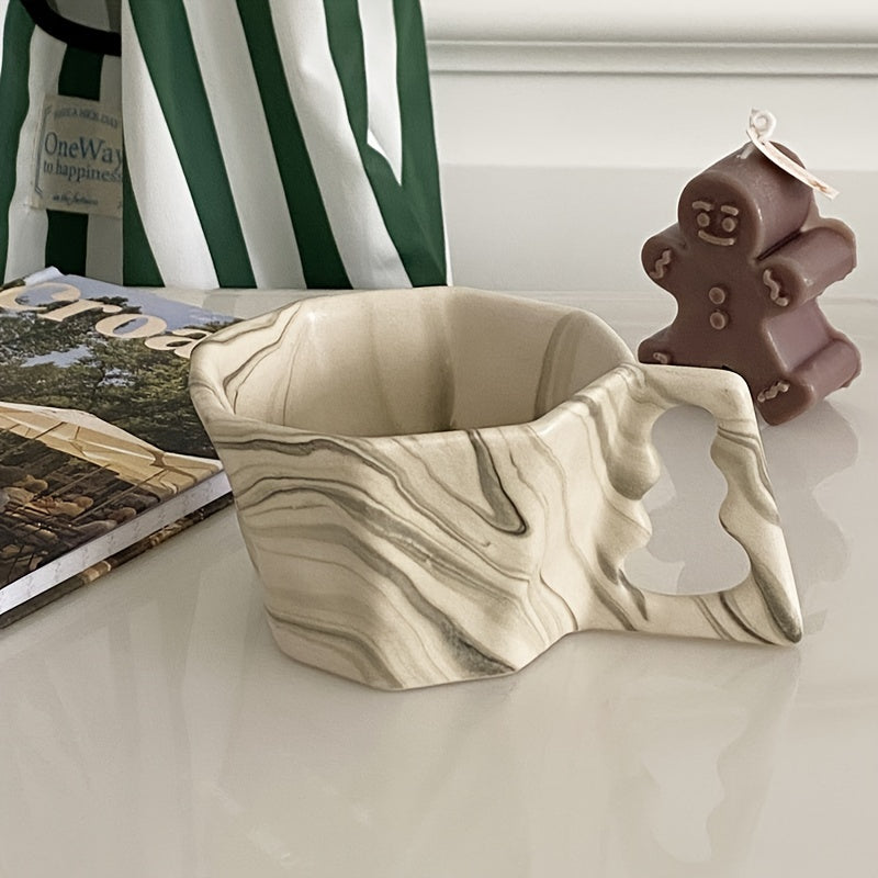 Octagonal Ceramic Coffee Mug with Creative Design for All Seasons Gift