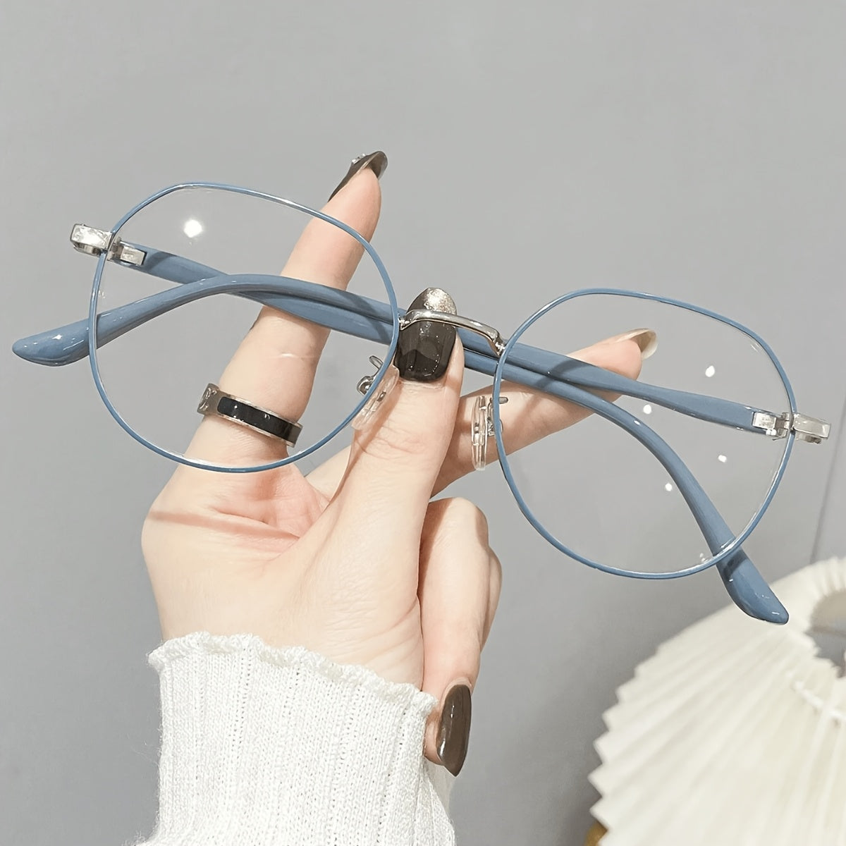 Round Glasses for Men Women Blue Light Protection Milk Coffee PC Frame Elegant Design