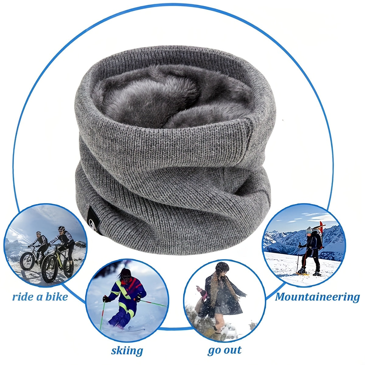 Men's Warm Velour Scarf and Face Shield Cold-Proof Neck Gaiter Winter Accessory