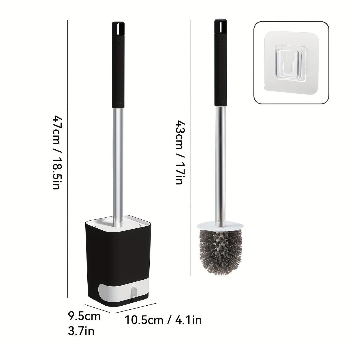 Long-Handle Toilet Brush with Drain Holder, Flexible No-Dead-Corner Design