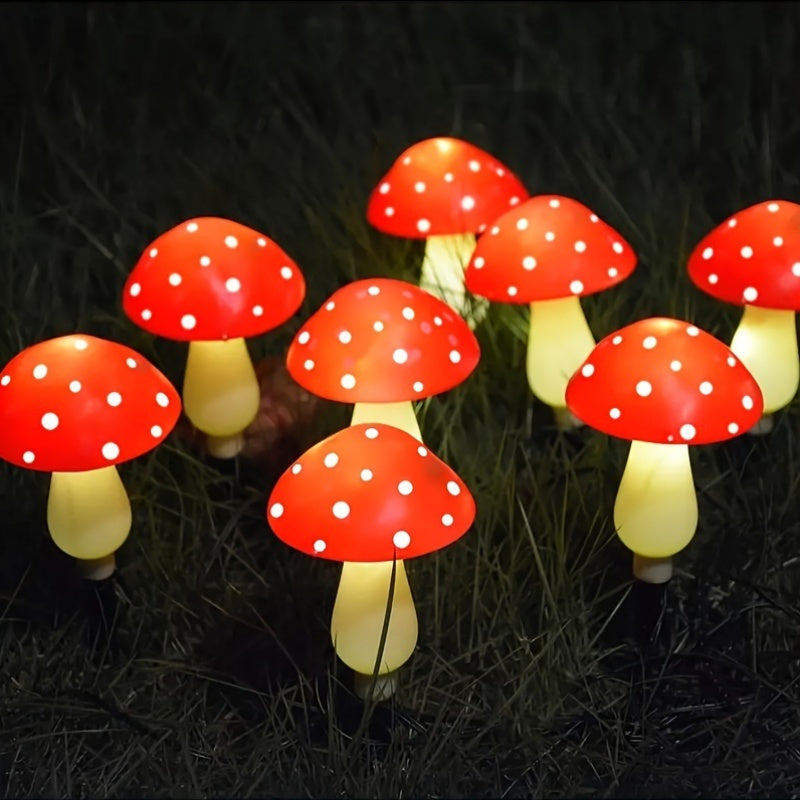 8/12pcs Solar Mushroom Pathway Lights ABS Material 8 Lighting Modes Infrared Sensor Outdoor Garden Yard