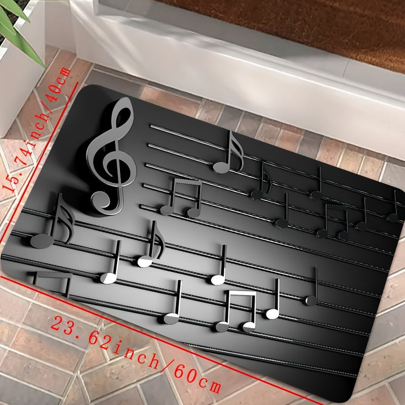 3D Musical Note Rug Non-Slip Lightweight Machine Washable Polyester for Living Room Bedroom Entrance
