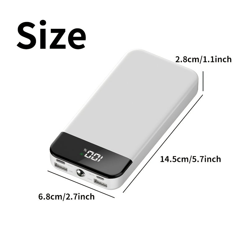 Banco de energía portátil de 20000mAh con carga rápida de 22.5W y luz LED para acampar