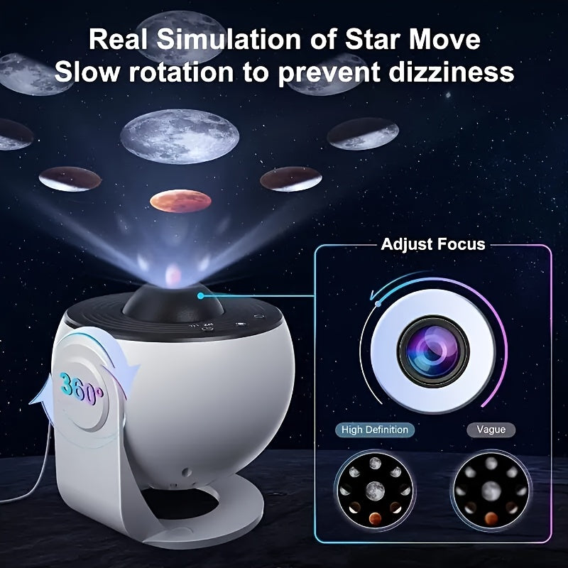 Smart Star Projector 12-in-1 Planetarium Night Light with 360° Rotation Silent Mode for Bedroom Party Gift