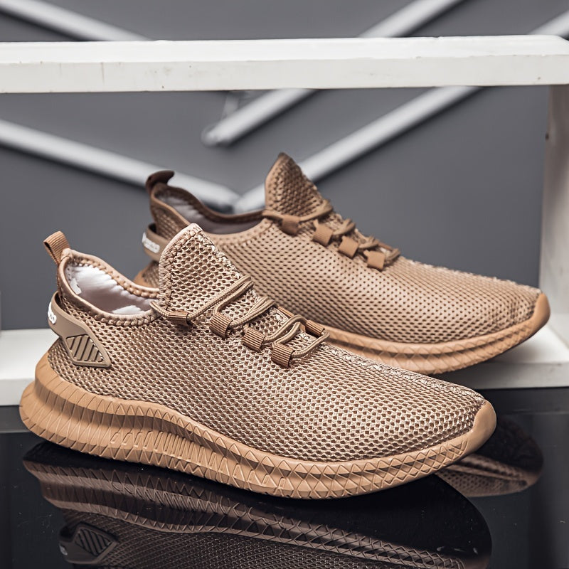 Men's Casual Athletic Sneakers Breathable Mesh Fabric Low Top Lace-Up Shoes for All-Season Comfort