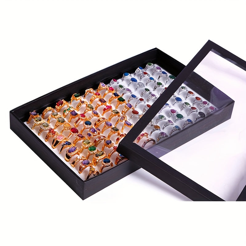 Caja de almacenamiento para joyas con 100 compartimentos para anillos y organizador de joyas
