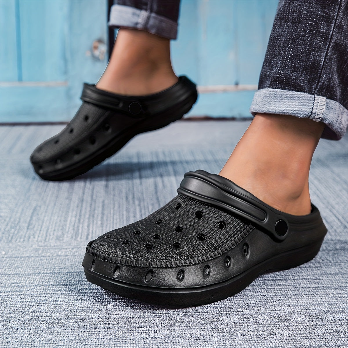 Women's Black Clog Shoes Breathable Flat Summer Casual Outdoor