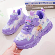 Girls Light-Up Cartoon Sneakers All-Season Low Top PVC Fabric Casual