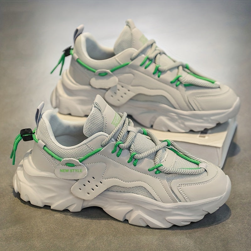 Men's White Thick-Soled Height-Increasing Casual Sneakers for All Seasons