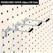 60 Sets Heavy Duty Stainless Steel Pegboard Hooks for Garage and Office Organization