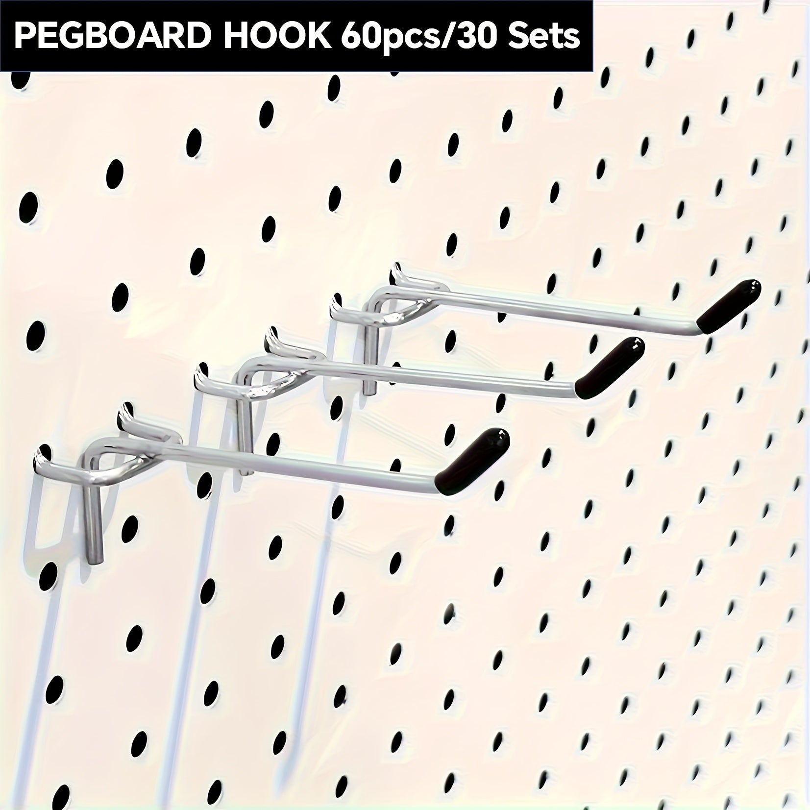 60 Sets Heavy Duty Stainless Steel Pegboard Hooks for Garage and Office Organization