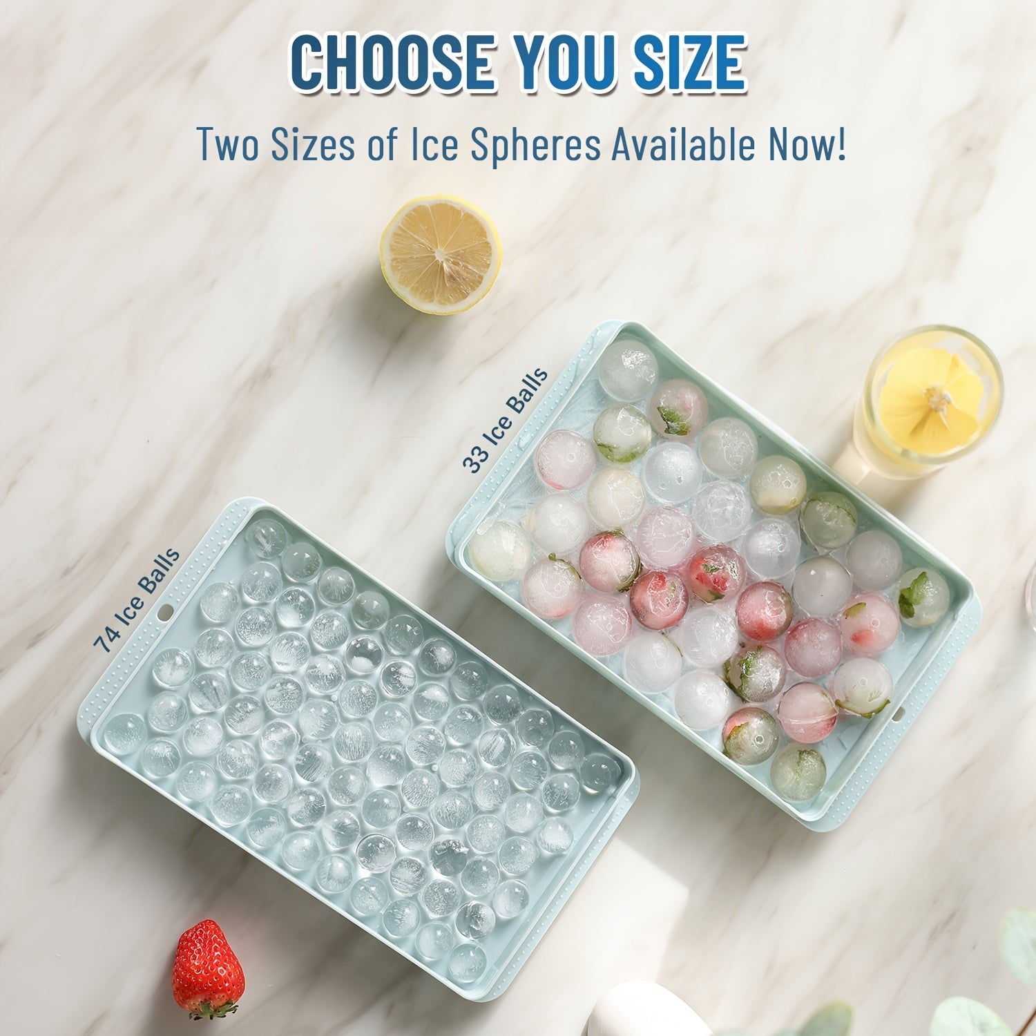 Ice Cube Mold Set with Scoop Tongs, Easy Release Tray, Storage Box for Cocktails Whiskey Coffee