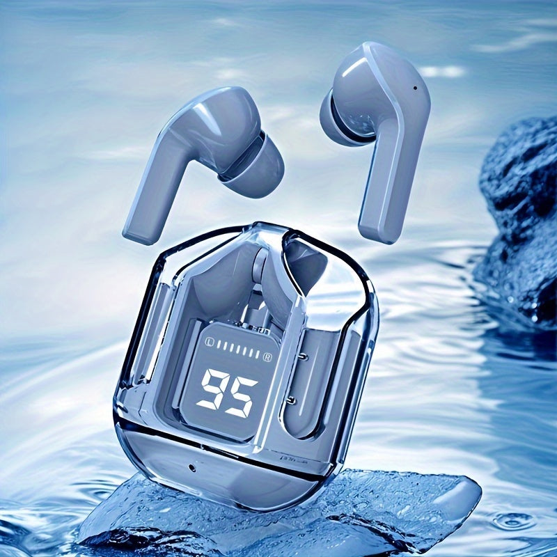 Беспроводные наушники высокой четкости с сенсорным управлением, цифровым дисплеем и перезаряжаемой батареей для игр, спорта и отдыха - пластиковый материал, для взрослых.