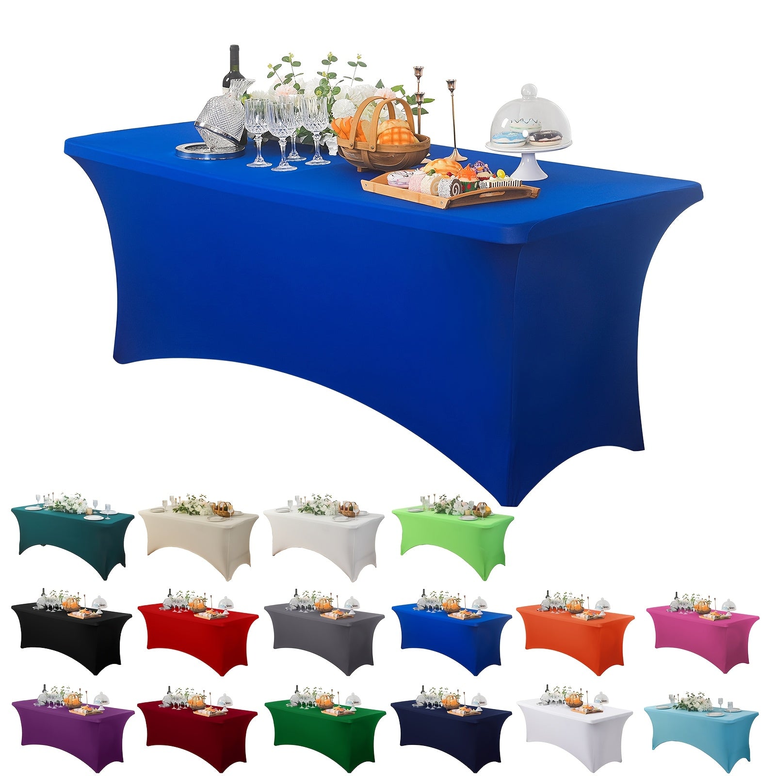 Stretch Spandex Tablecloth for Weddings Parties and Events Durable Polyester Blend Mixed Color
