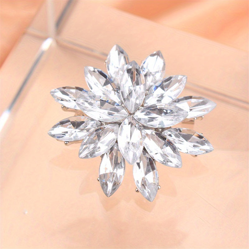 Rhinestone Flower Brooch for Dresses Bags Hats Elegant Jewelry Accessory