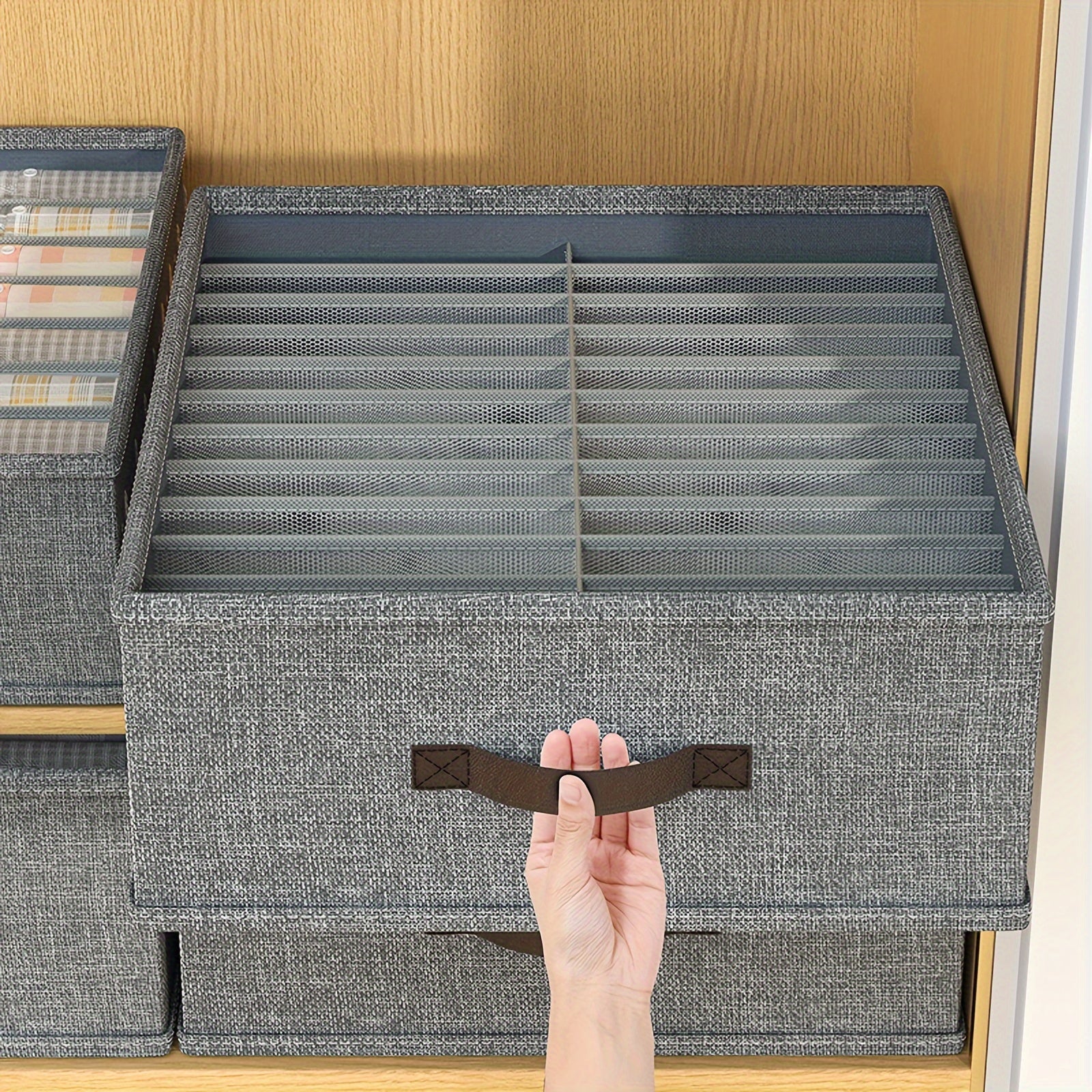 Drawer Organizer for Pants and Leggings with Grids Storage Box for Clothes Underwear Towels