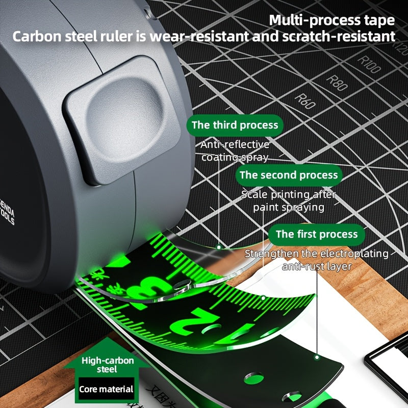 Digital Tape Measure Waterproof ABS Self-Locking Fluorescent Green 5 7.5 10.1 Meter