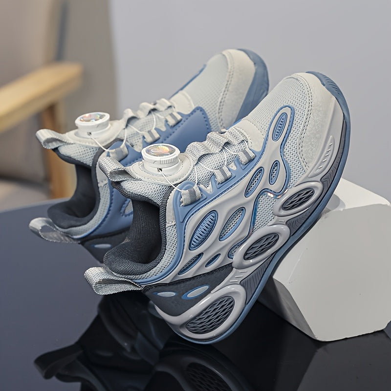 Boys Mesh Casual Sports Shoes with Rotating Buckle for Outdoor Activities