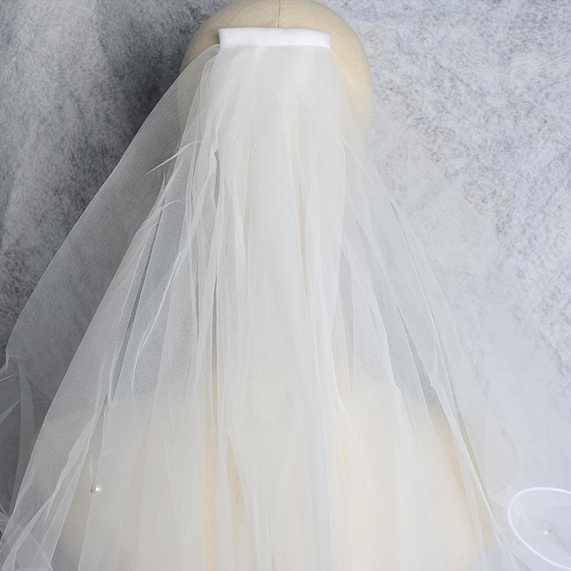 Faux Pearl Bridal Veil for Women Wedding Hair Accessory with Various Colors