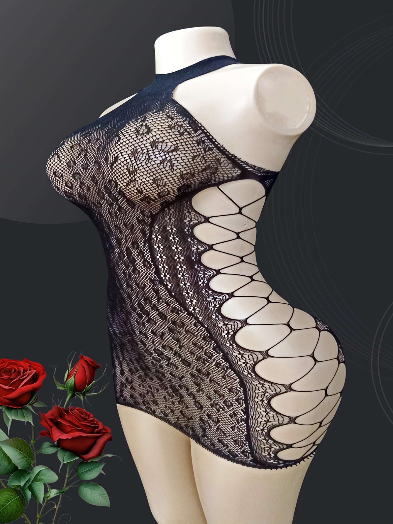 Women's Fishnet Mesh Bodycon Dress Plus Size Hollow Out Leopard Print