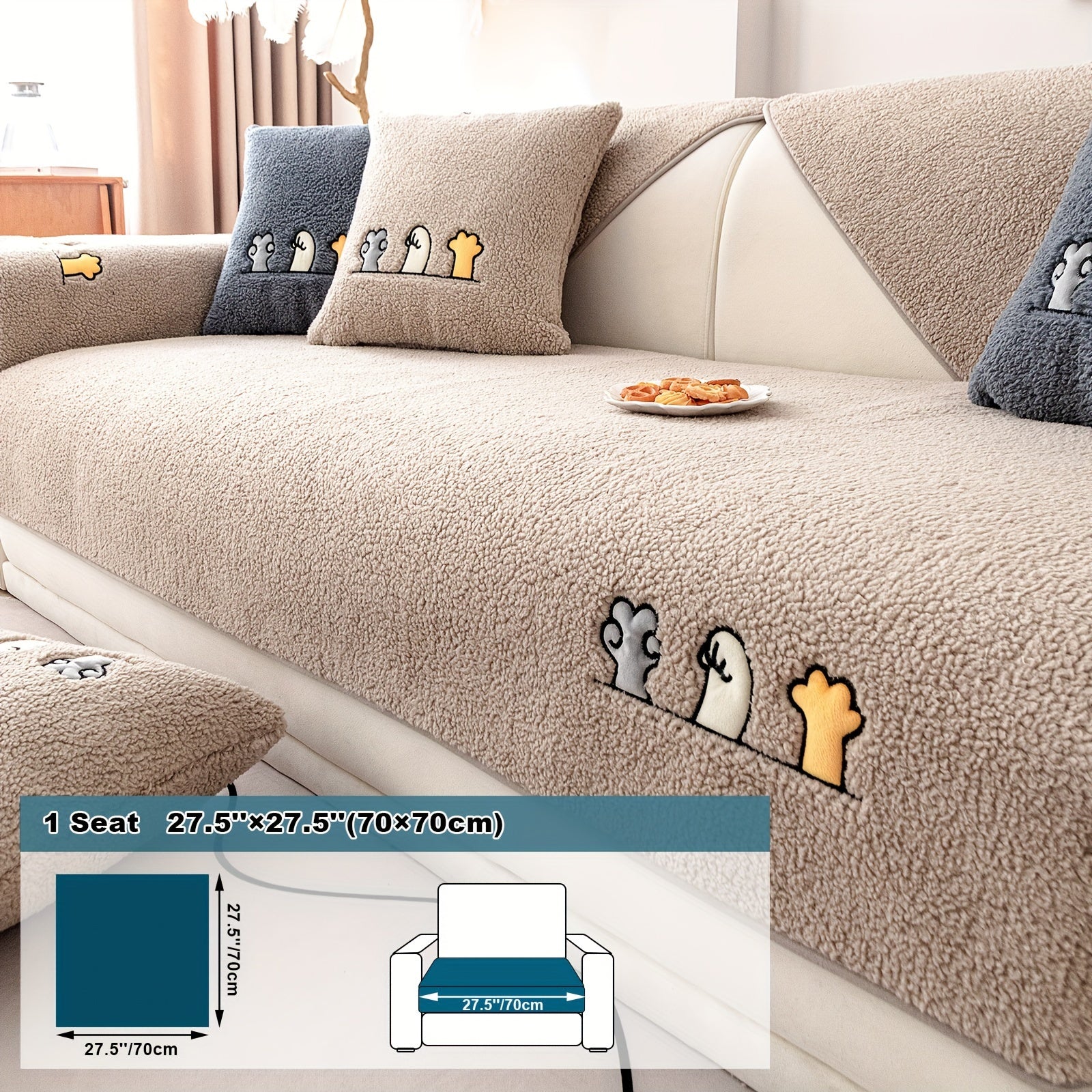 Плюшевый чехол на диван Sherpa, противоскользящий, защитный чехол для мебели для домашних животных для гостиной