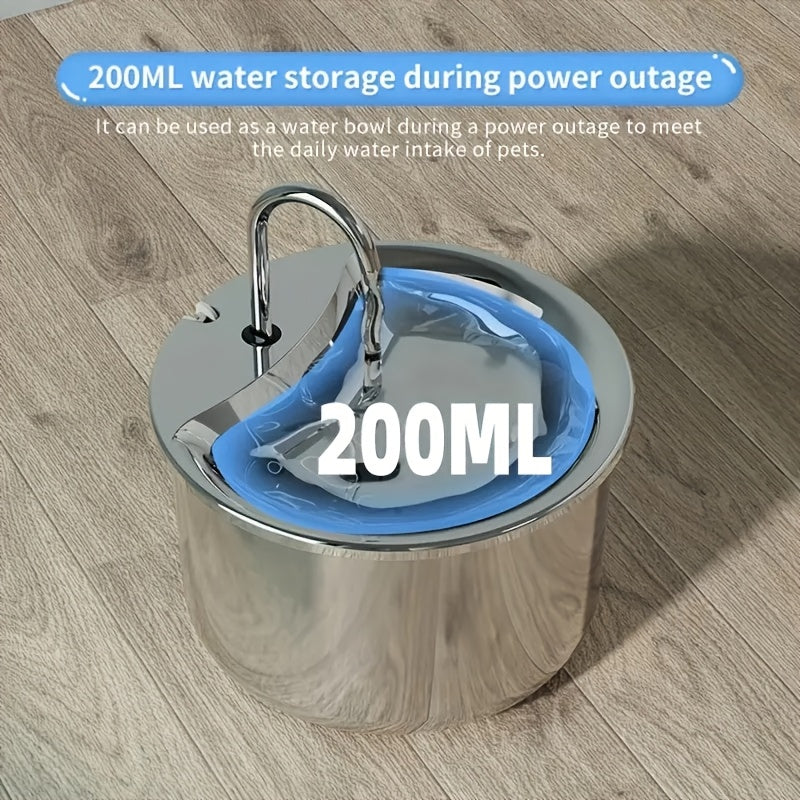 Stainless Steel Pet Water Fountain for Cats and Dogs USB Automatic Splash-Proof Dispenser