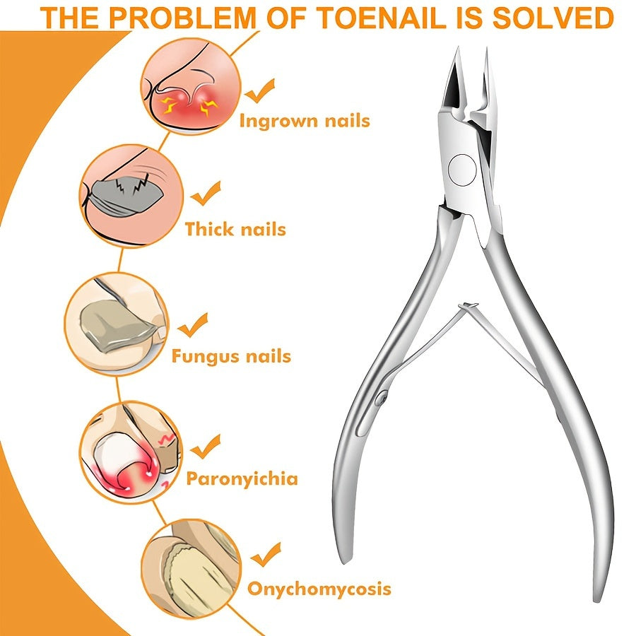 Stainless Steel Toenail Clipper for Thick Nails, Straight Edge, Hypoallergenic