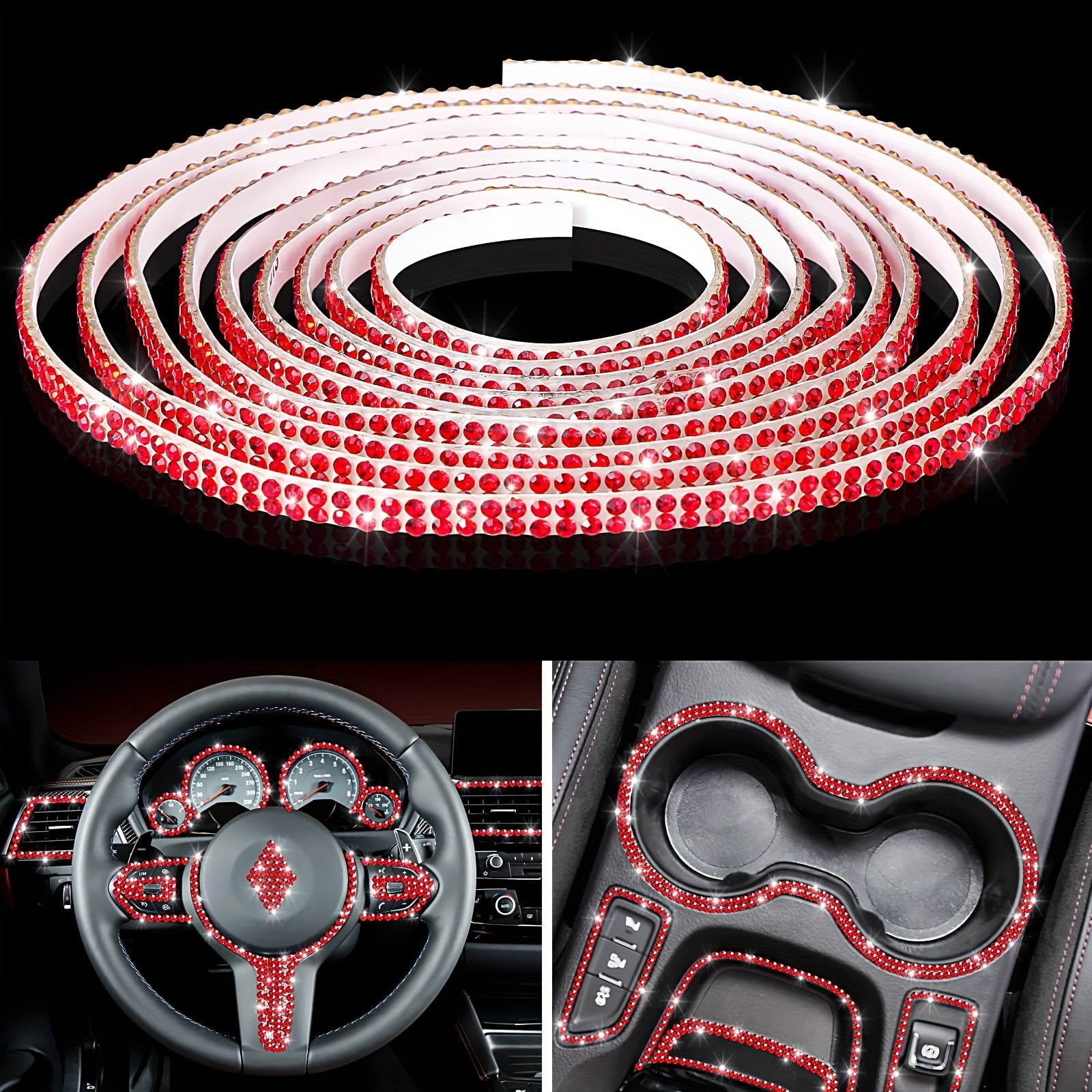 Pink White 89.92cm Car Dashboard Decor Self-Adhesive Trim Strips Interior Accessories