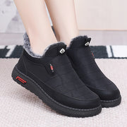 Women's Fleece-Lined Slip-On Ankle Boots Casual Solid Color Fabric