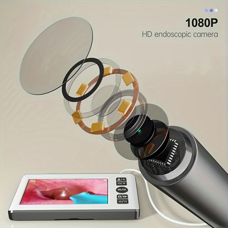 Portable Ear Endoscope with 10.92cm IPS Screen 1080P HD Camera and Recording