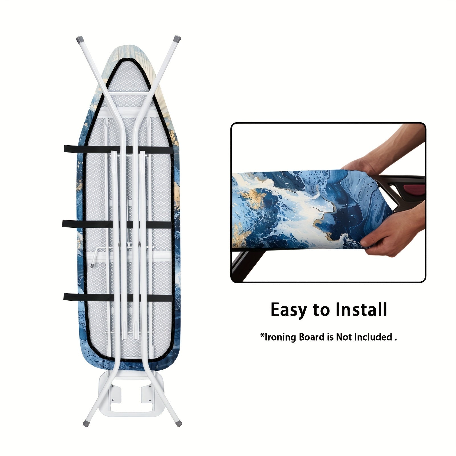 Funda para tabla de planchar con patrón de mármol extra grande, sin resistencia al calor, lavable, polvo