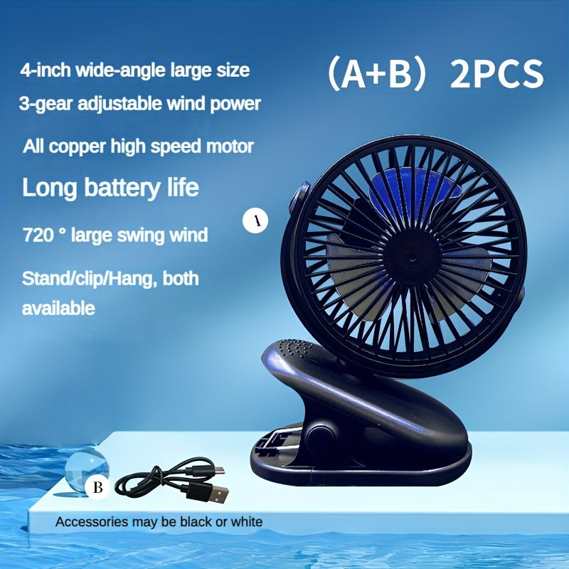 Mini Portable Clip-On USB Rechargeable Fan for Students Dorms Classroom