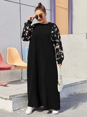 Plus Size Floral Kaftan Dress for Women Casual Spring Fall Polyester