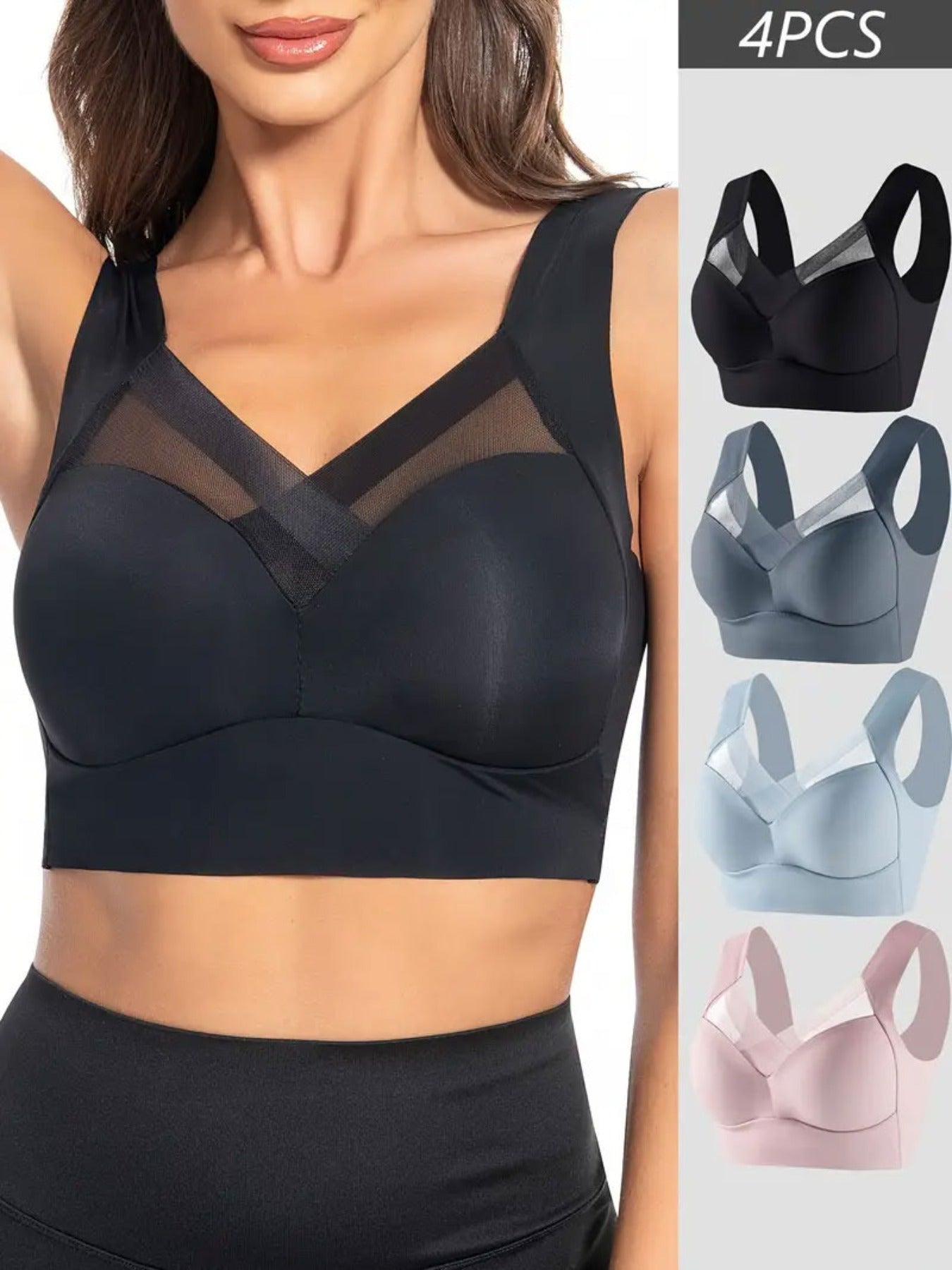 Plus Size Seamless Women’s Sports Bras with Breathable Mesh for Yoga Running