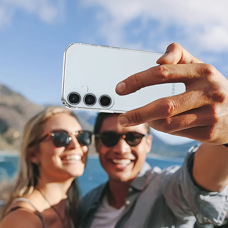 Transparent Blue Shockproof Acrylic Phone Case for Samsung Galaxy S and A Series