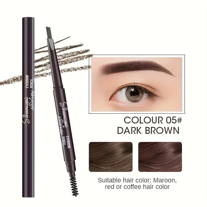 Lápiz de cejas para mujer con doble punta triangular y cepillo para dar forma fácil