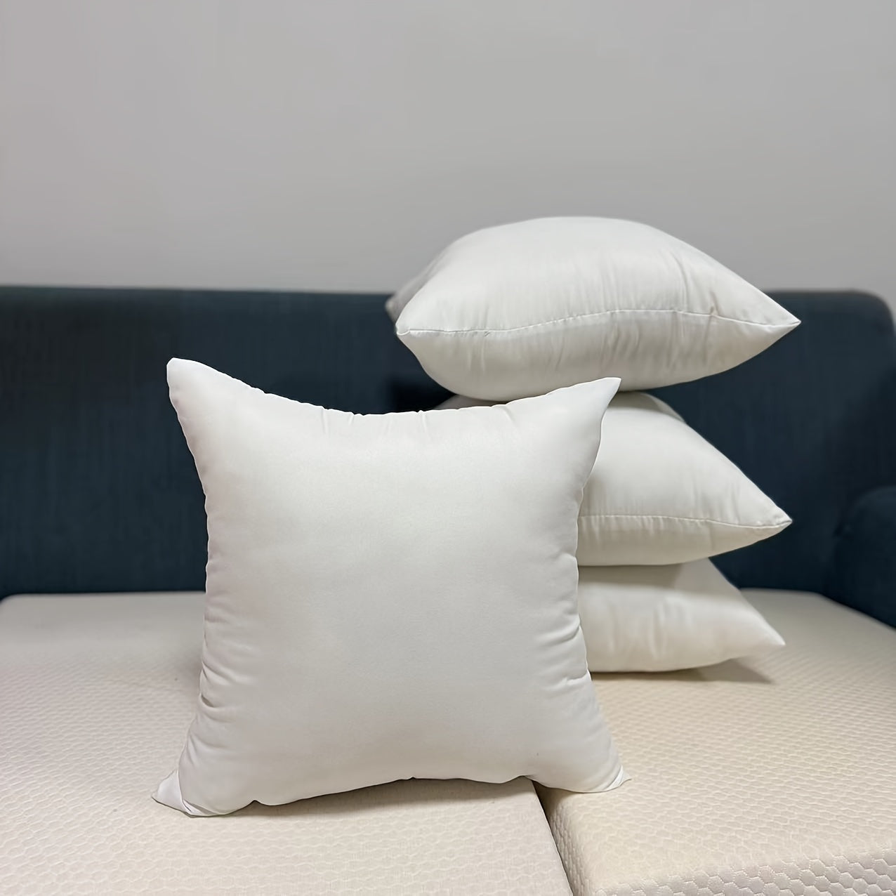 Set of Four White Throw Pillow Inserts High Resilience for Sofa Bed Car Decor
