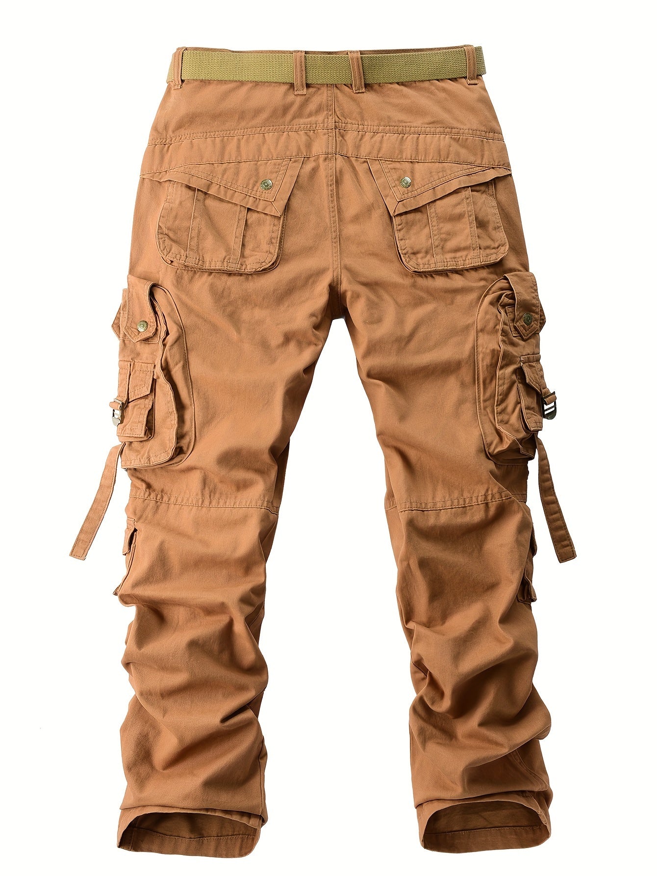 Men's Heavy-Duty Cotton Cargo Pants with Multiple Pockets Zipper Fly Loose Fit All-Season