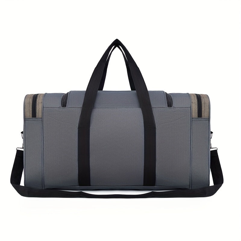 Large Capacity Nylon Travel Bag Black with Zipper Closure and Adjustable Shoulder Strap