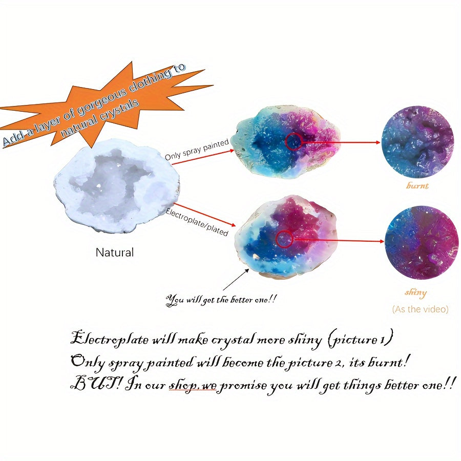 Agate Crystal Geode Decor Natural Electroplated Stone Home Gift