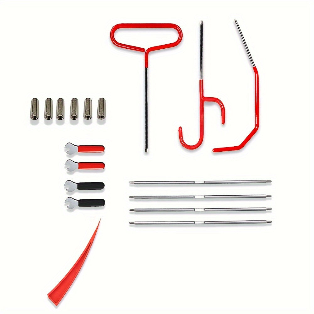 18pcs Car Emergency Tool Kit with Air Wedge and Organizer for Garage Storage