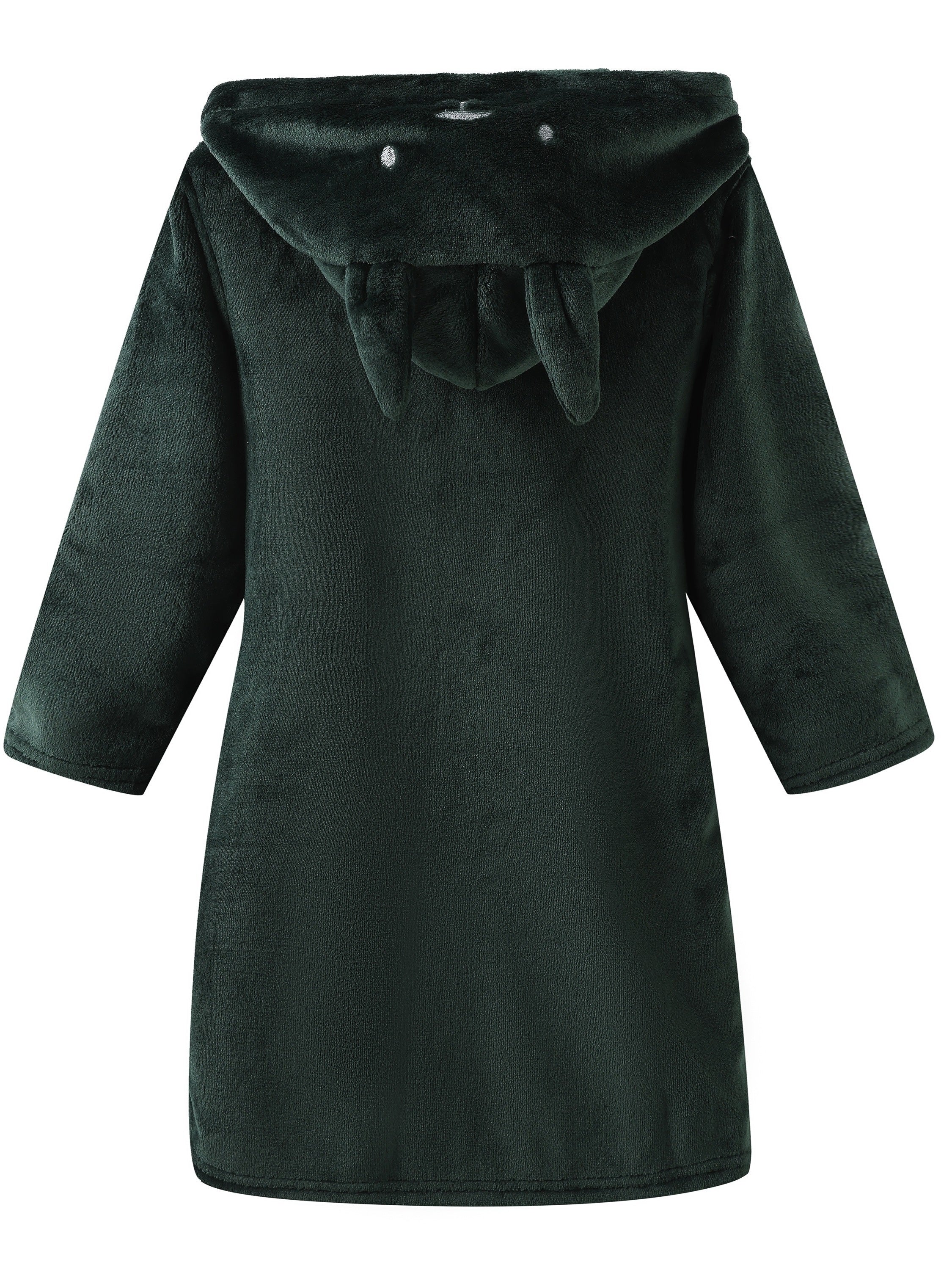 Kids Pink Coral Fleece Hooded Bathrobe with Rabbit Ears and Belt for All Seasons